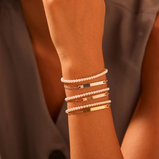 Personalized Pearl Gold Bracelet for Women