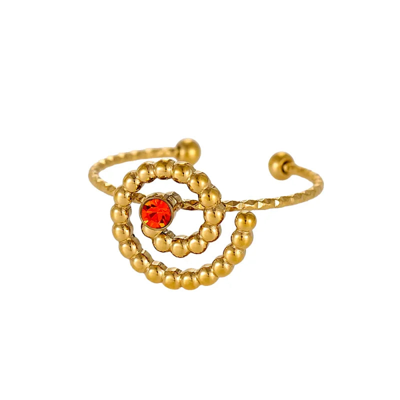 18K Gold Plated Titanium Steel Geometric Ring One Size BJ1215B4 9*9*1