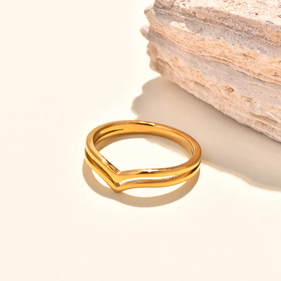 Gold Plated Irregular Heart Wave Ring Gold 2