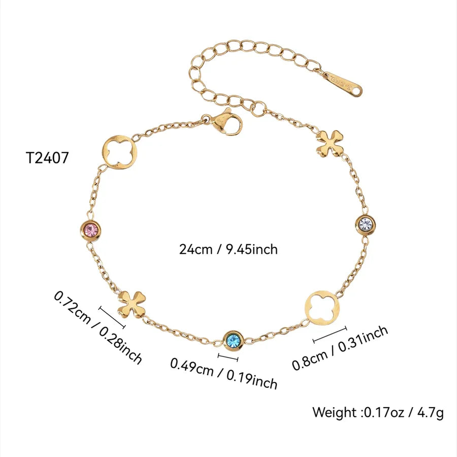 18K Gold Plated Zircon Flower Bracelet Gold Color Diamond Bracelet