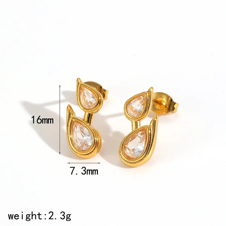 18K Gold Plated Stainless Steel Rhinestone Earrings