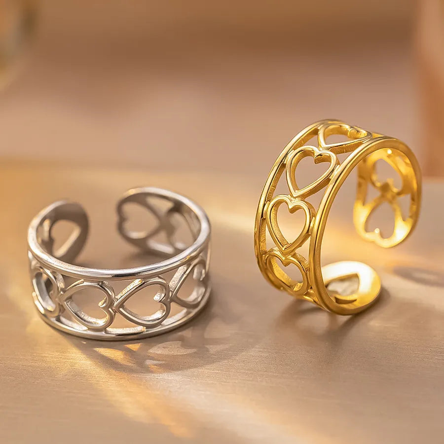 Geometric Titanium Steel Couple Ring