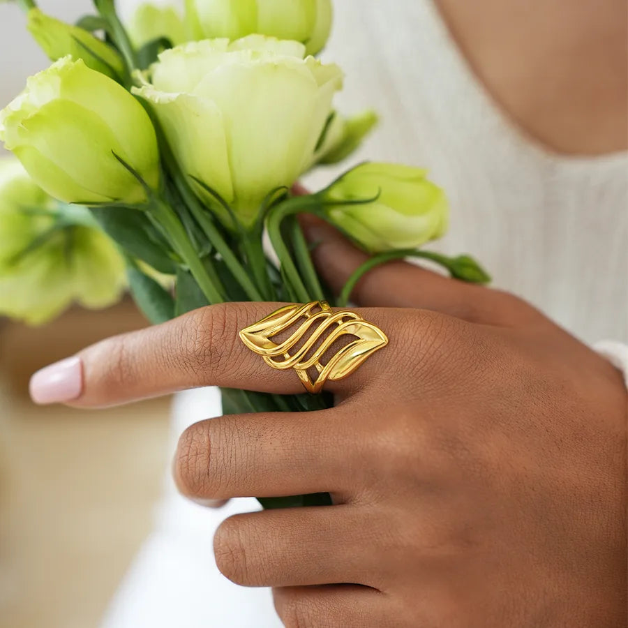 18K Gold Plated Retro Open Ring for Women