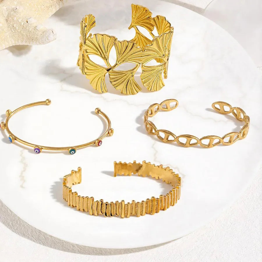 18K Gold PVD Geometric Stainless Steel Bracelet