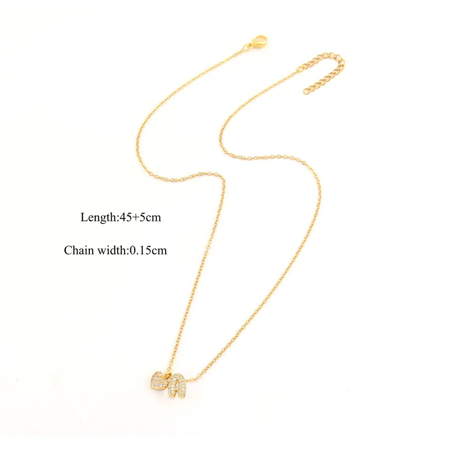 18K Gold Plated Heart Letter Pendant Necklace Gold A