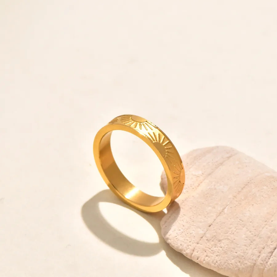 Gold Plated Geometric Wave Stainless Steel Ring