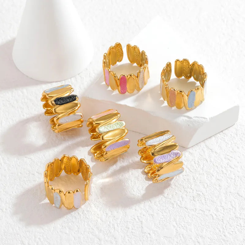 18K Gold Plated Enamel Stainless Steel Ring