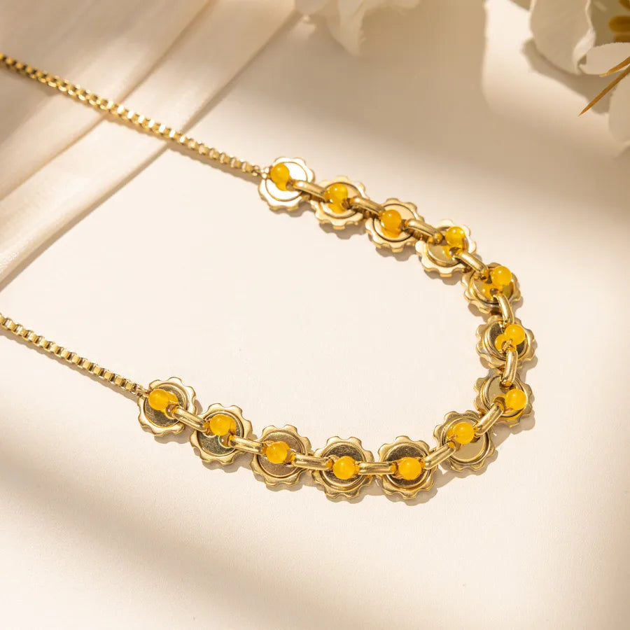 18K Gold PVD Coated Stainless Steel Necklace Average Size Multicolor X-09-71