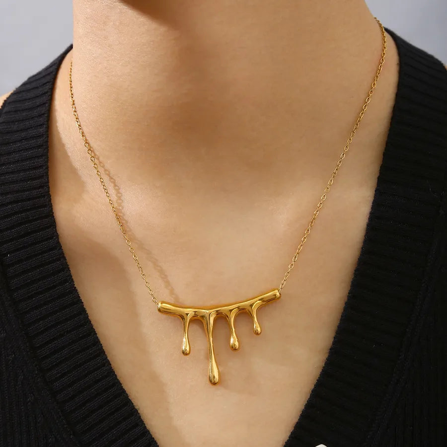 18K Gold Geometric Pendant Necklace for Women