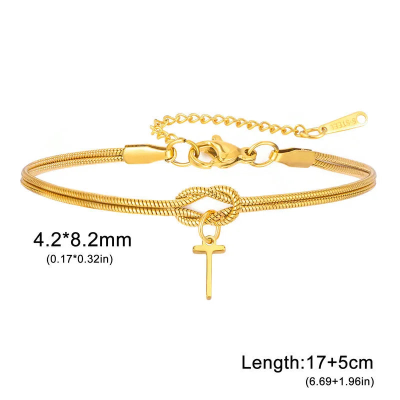 Double Layer Stainless Steel Letter Bracelet Letter T ( Gold )