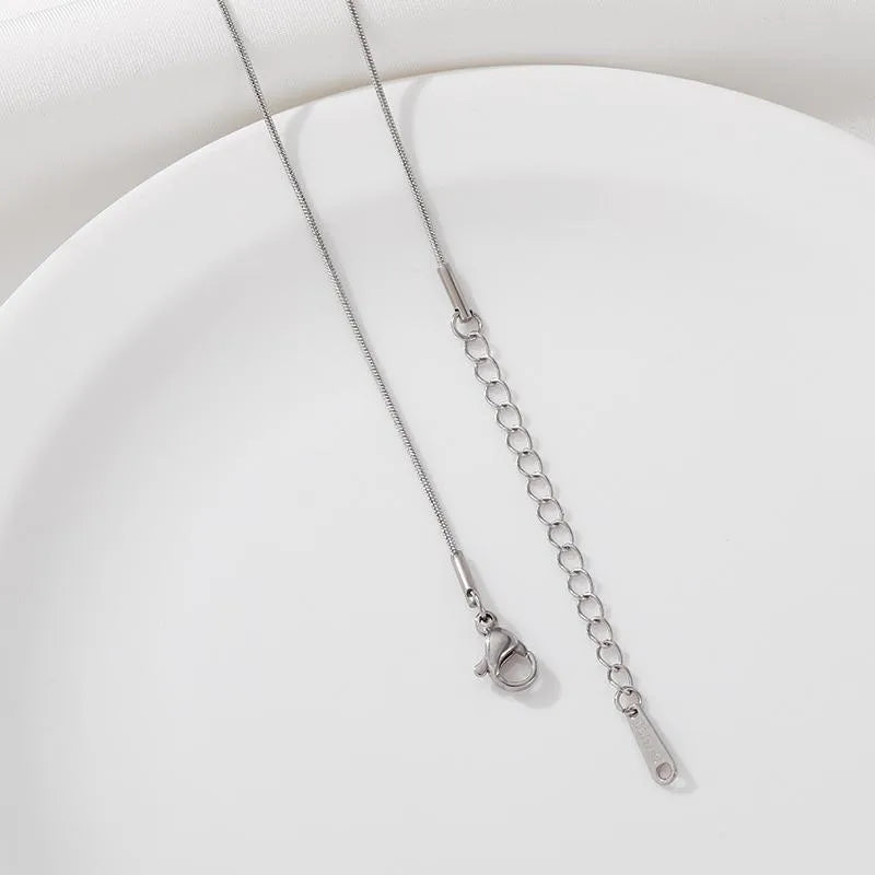 Unisex Titanium Steel Snake Chain Necklace Steel Color 0.9mm Round Snake Chain Necklace 1 Piece with Extension Chain