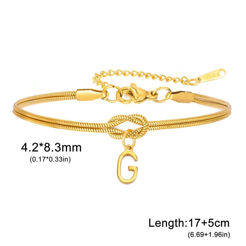 Double Layer Stainless Steel Letter Bracelet Letter G ( Gold )