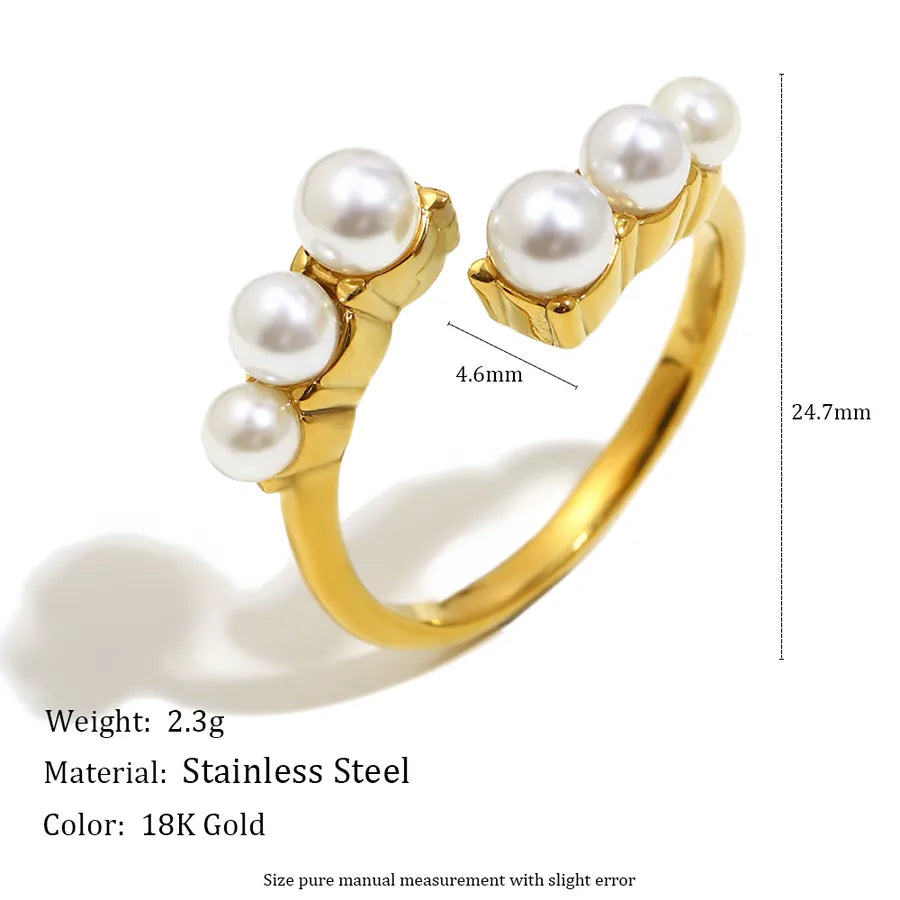 Elegant 18K Gold Vintage Open Ring with Pearl