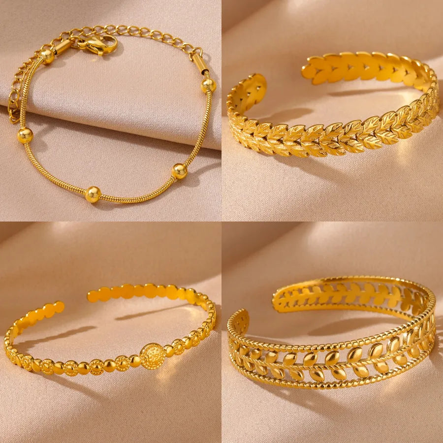 18K Gold Leaf Bracelet for Women