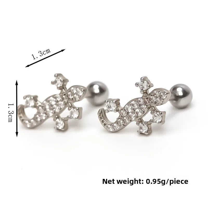 Gecko Stainless Steel Ear Stud – Gold Plated Silver (One Piece)