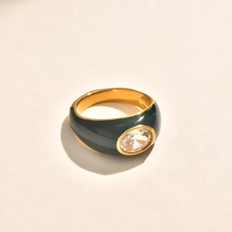 Green Zircon Twist Ring in 18K Gold Plated Steel Gold 2