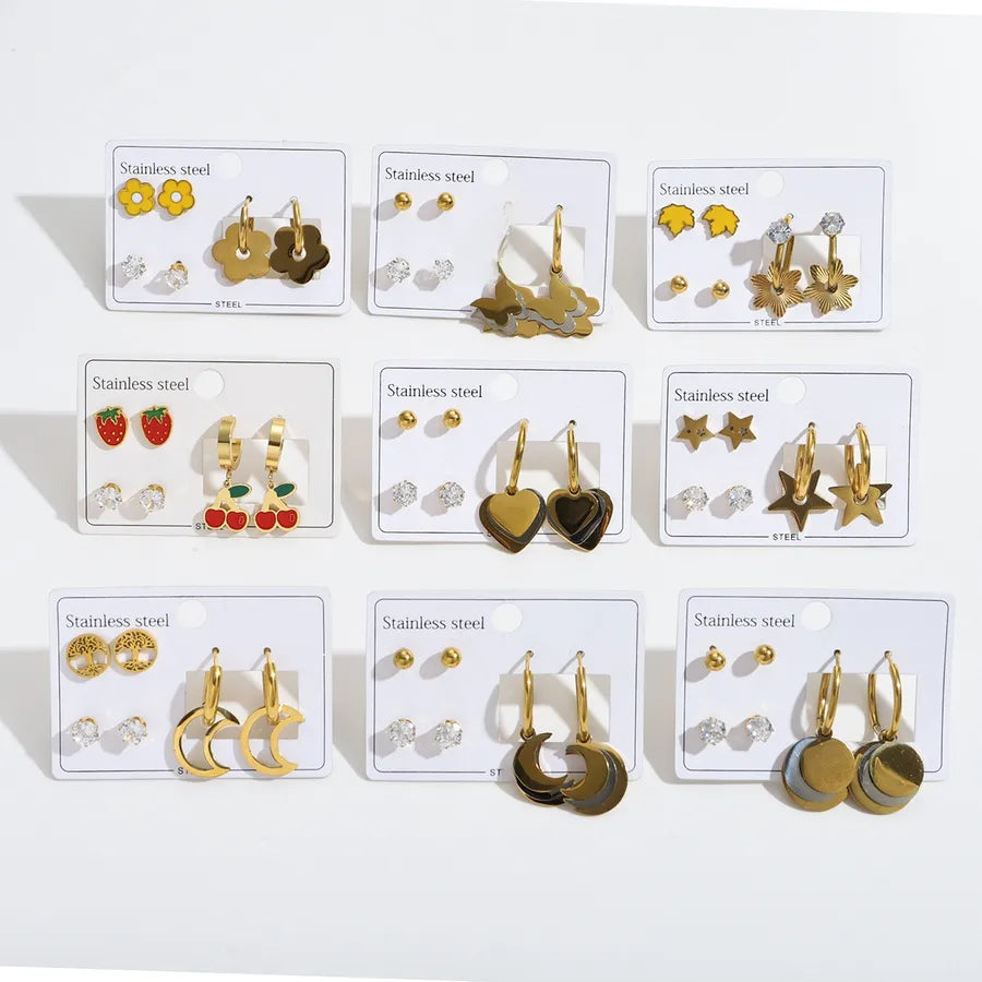 18K Gold Plated Star & Heart Drop Earrings