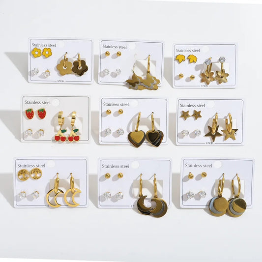 18K Gold Plated Star & Heart Drop Earrings