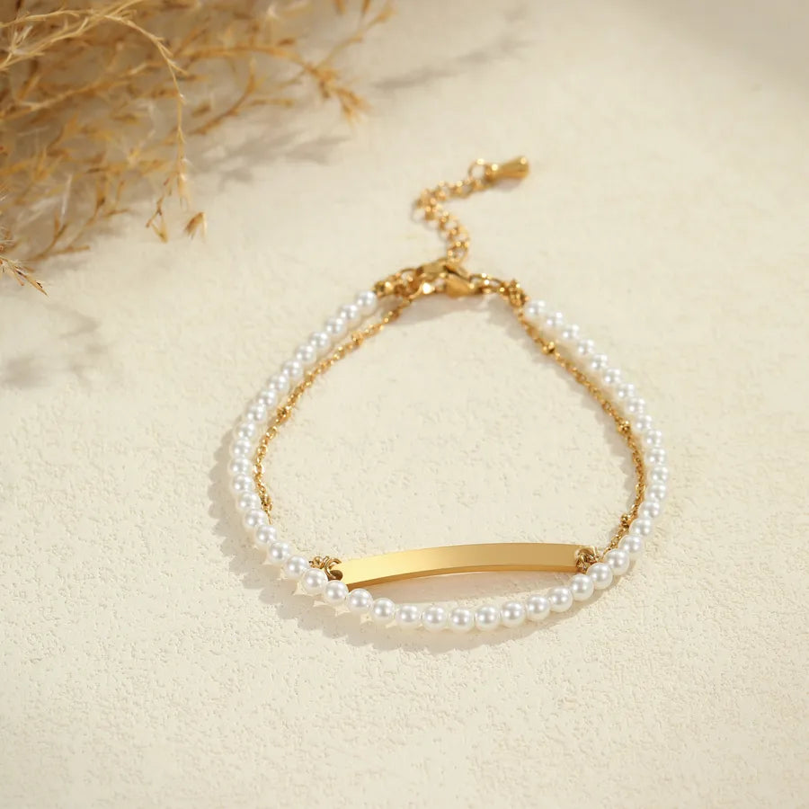 Personalized Pearl Gold Bracelet for Women