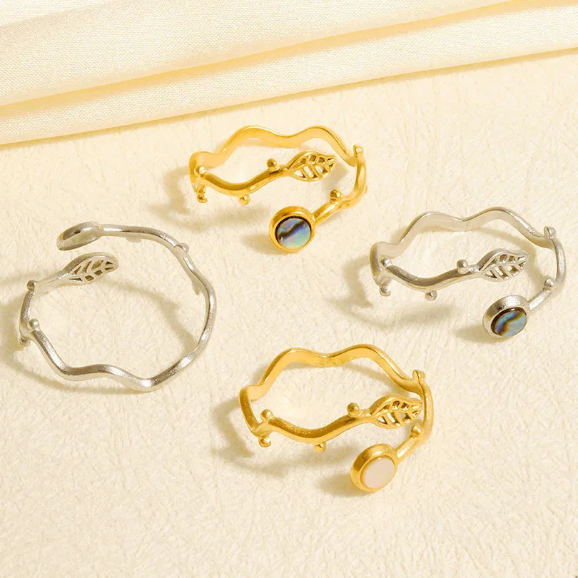 18K Gold Plated Geometric Shell Open Ring