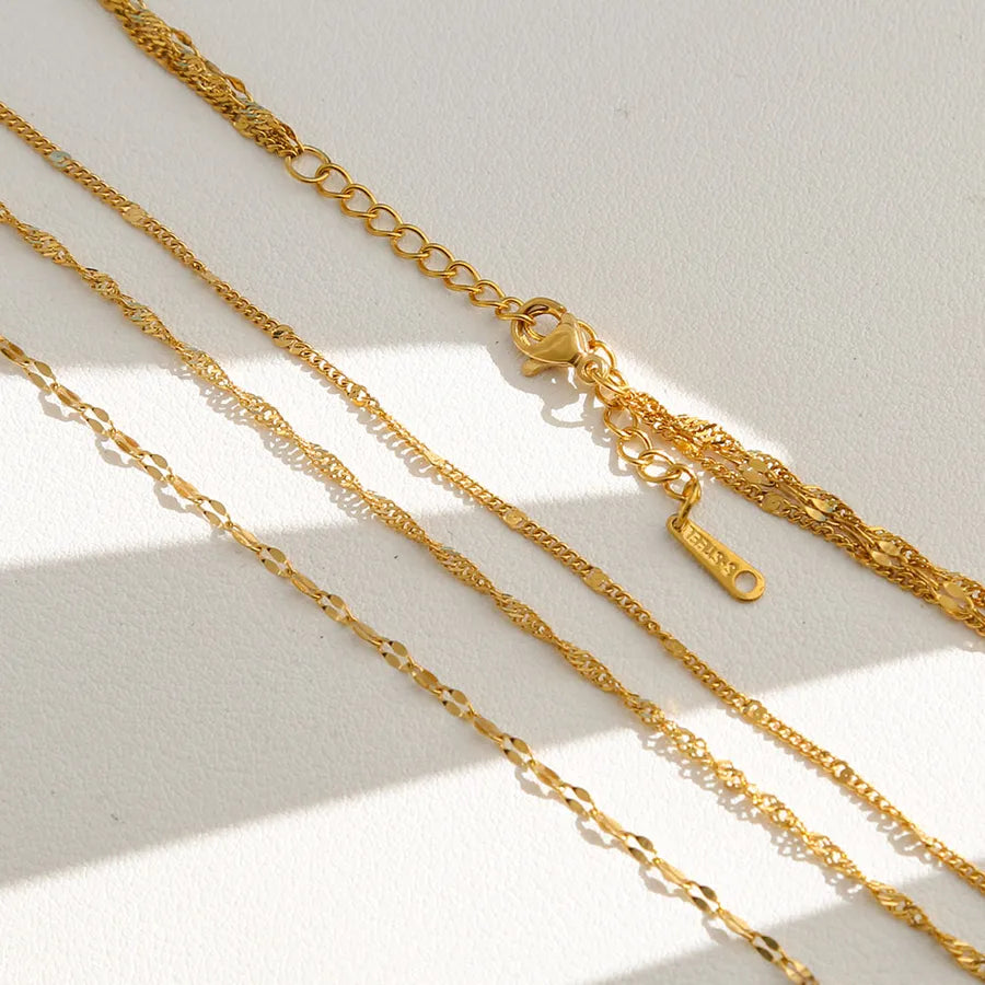 18K Gold Triple Layer Stainless Steel Necklace B33