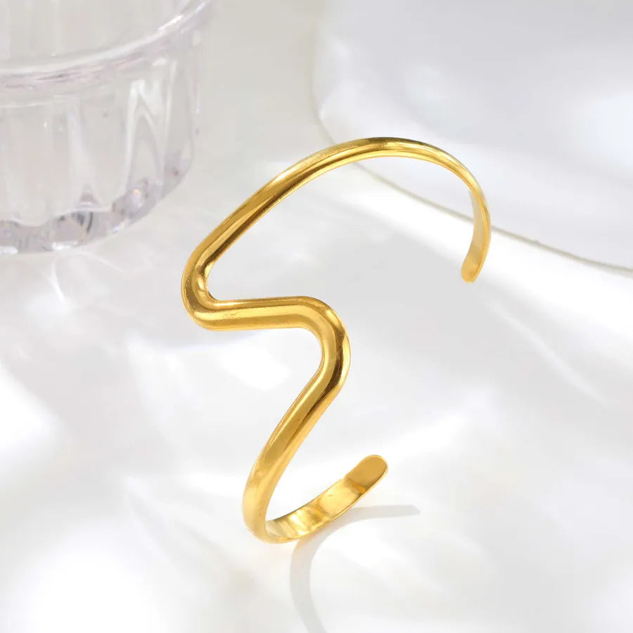Gold Plated Geometric Stainless Steel Bangle