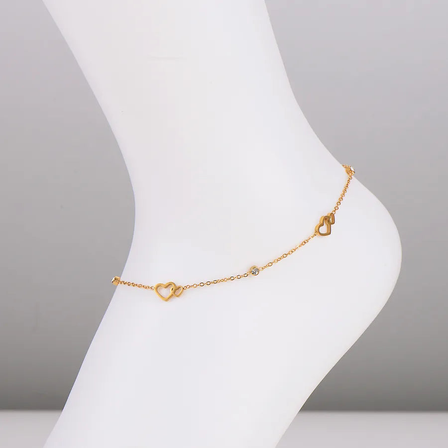 Gold Plated Hollow Heart Anklet for Women