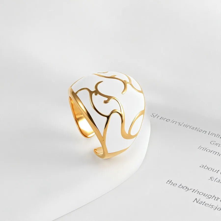 White Enamel Angel Egg Ring – Stainless Steel