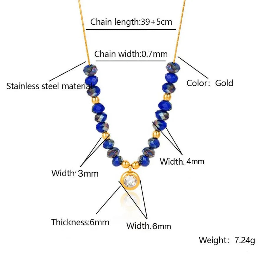 Gold Crystal Pendant Necklace for Women Dark Blue IP 11 Pro (5.8-Inch)