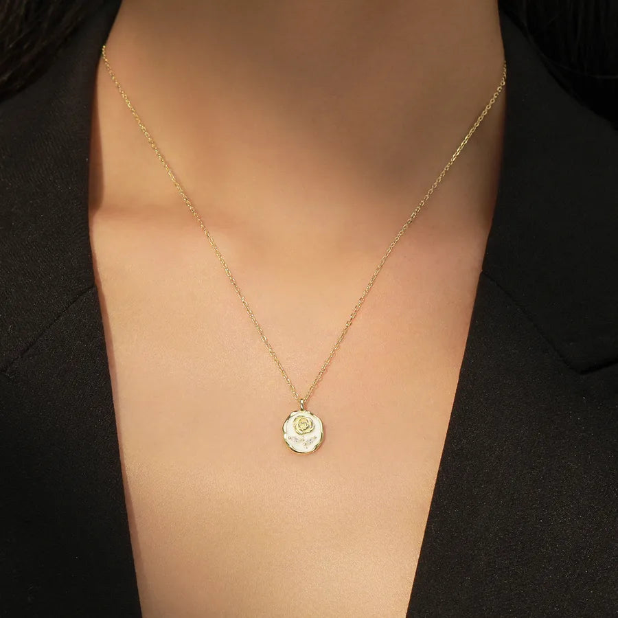 Vintage Rose Flower Sterling Silver Choker Necklace