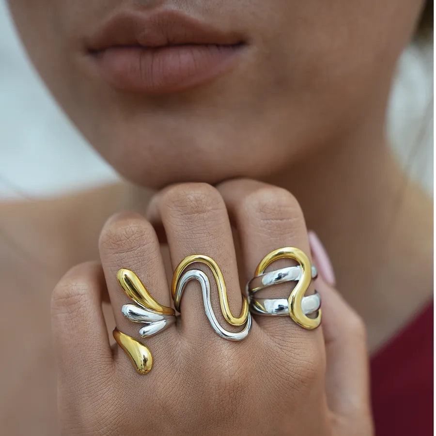 18K Gold Geometric Stainless Steel Ring