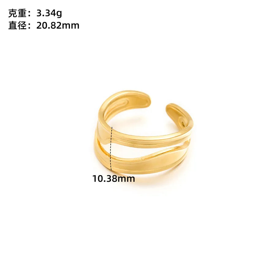 Gold Open Heart Stainless Steel Ring Adjustable Opening J321 Gold
