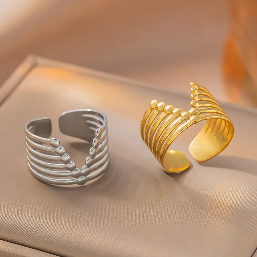 18K Gold Geometric Titanium Steel Open Ring