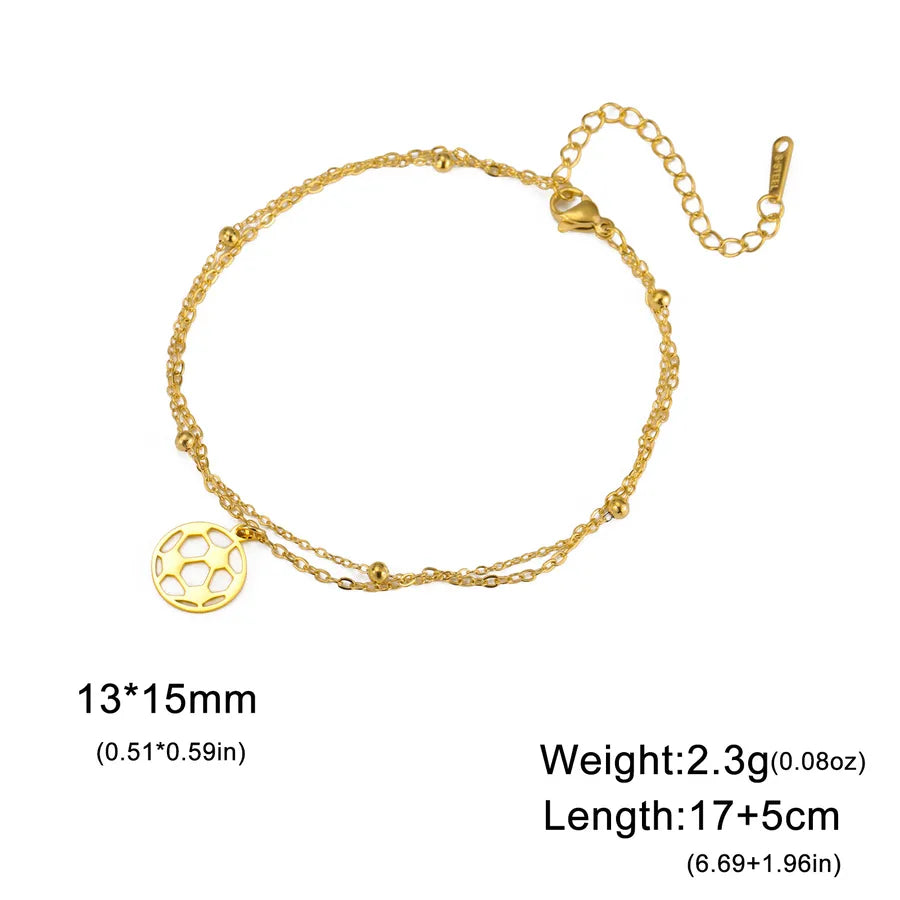 Stainless Steel Sports Pendant Bracelet Golden Small Football