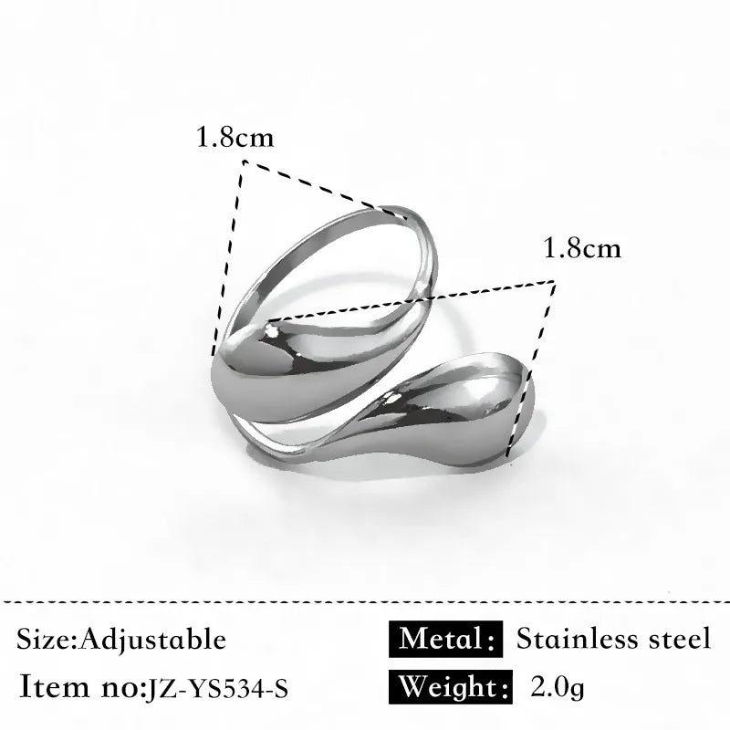 18K Gold Geometric Twist Stainless Steel Ring Silver JZ-YS534