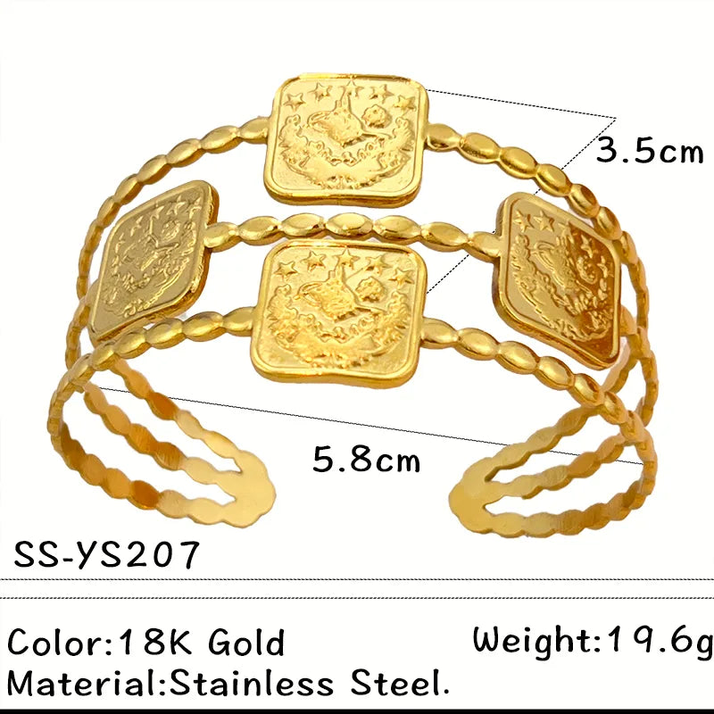 Gold Plated Stainless Steel Heart Cherry Bracelet