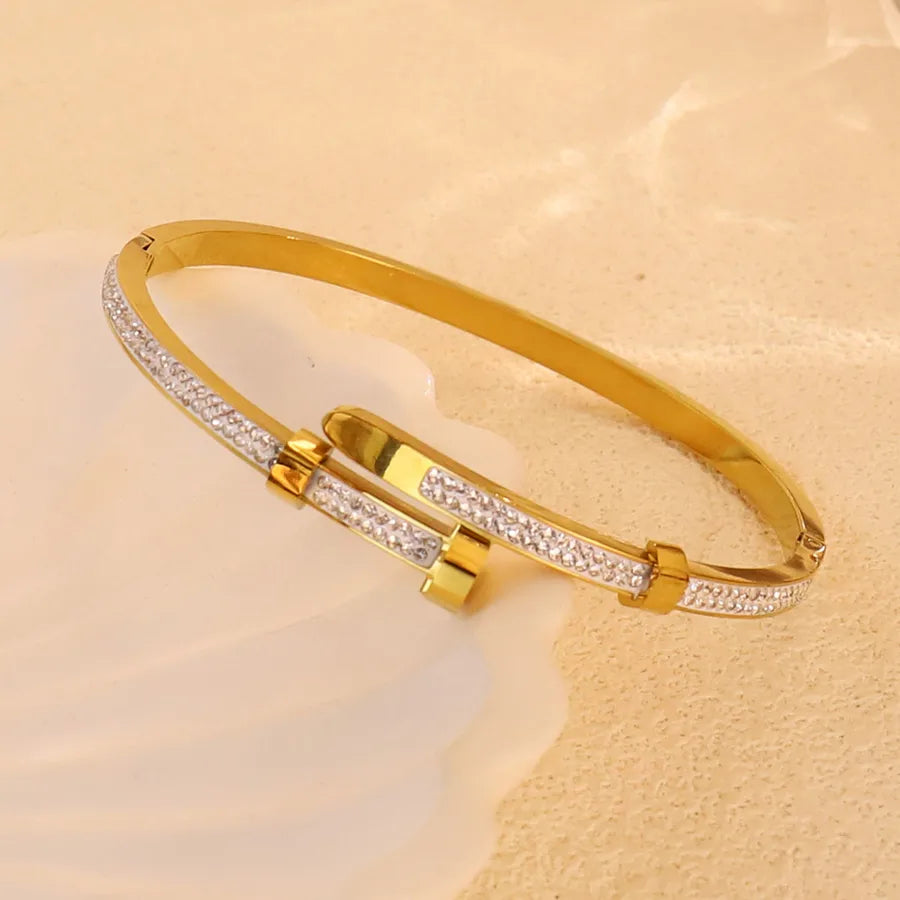 18K Gold Plated Star & Snake Stainless Steel Bracelet Average Size Gold Style 14