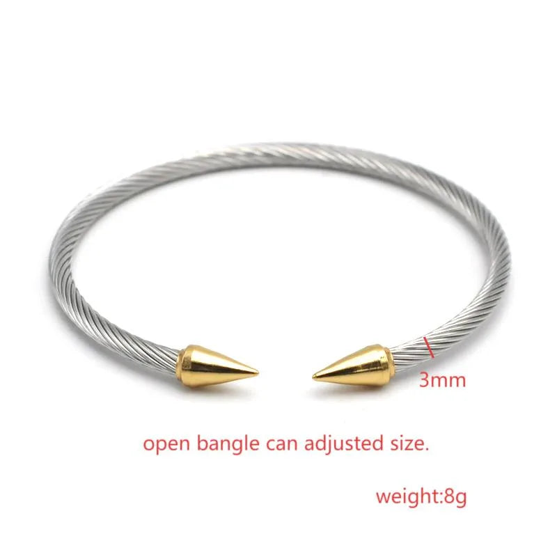 Gold Titanium Steel Wire Rope Bracelet