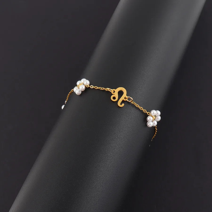 18K Gold Zodiac Pearl Bracelet for Women