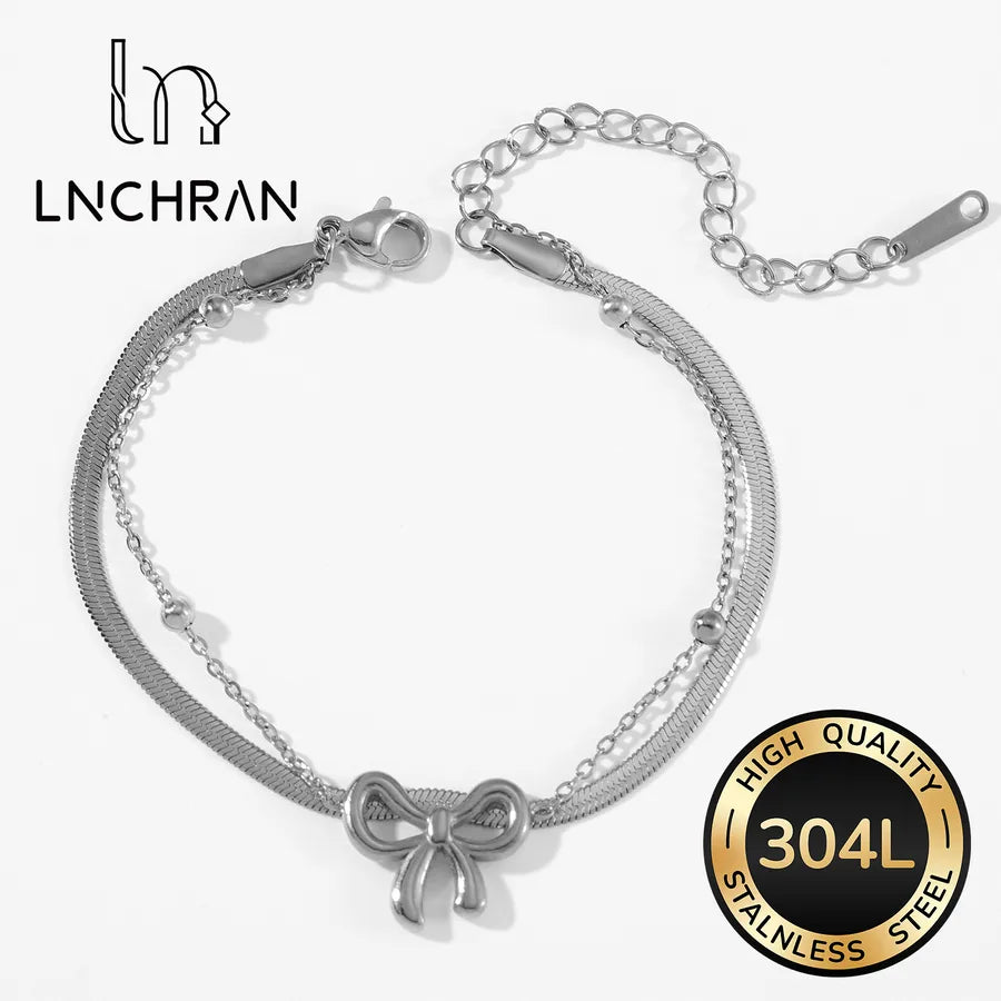 Double-Layer Bow Stainless Steel Bracelet