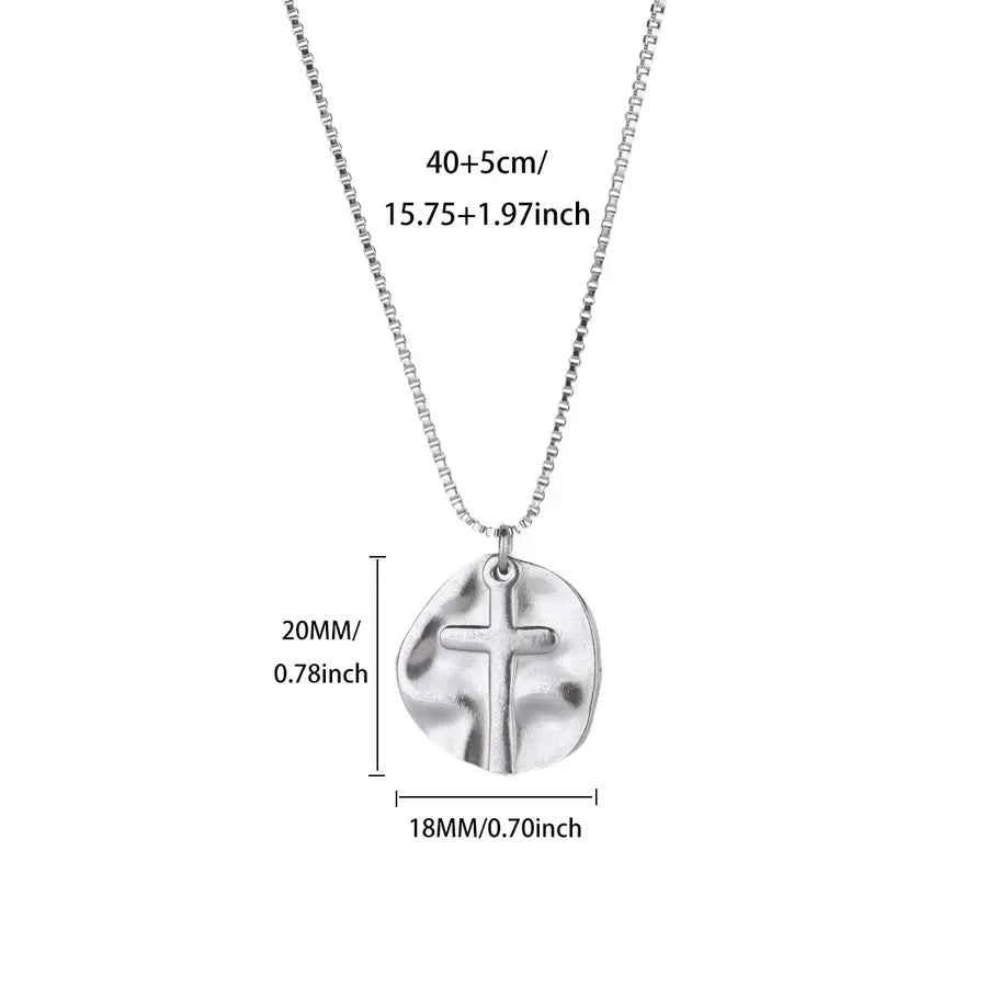 18K Gold Geometric Cross Necklace for Women