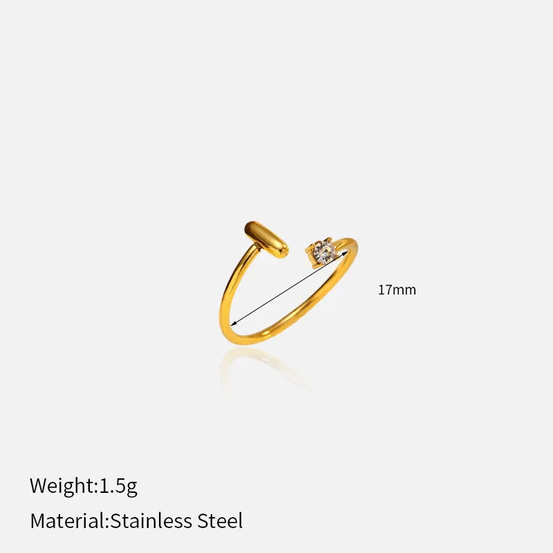 Gold Plated Adjustable Letter Ring for Women YHTSR-250714 (letter I)