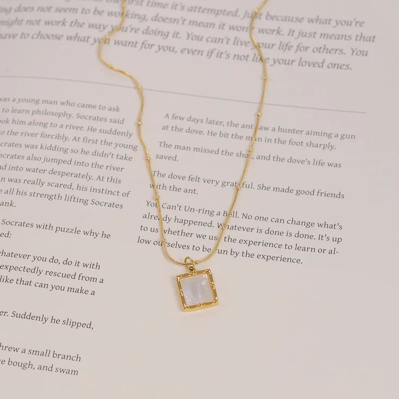 Women's Rectangle Pendant Stainless Steel Necklace