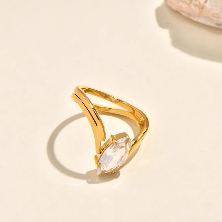 18K Gold Plated Geometric Zirconia Ring