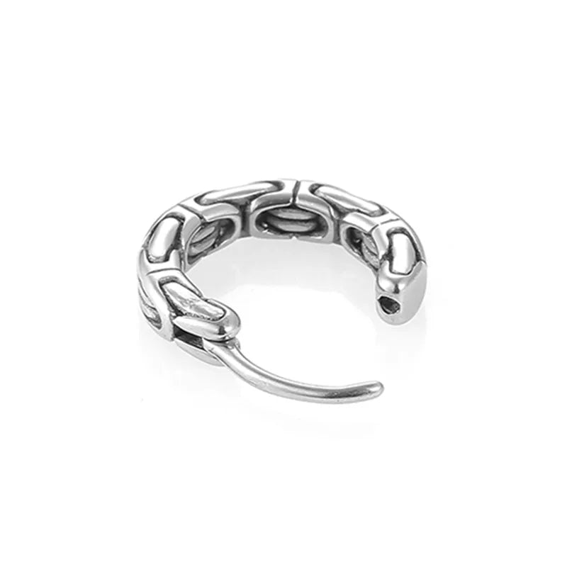 Unisex Silver Stainless Steel Clip-On Hoop Earrings