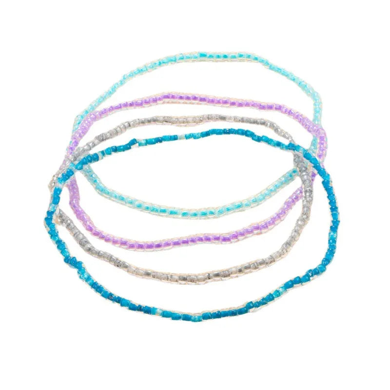 Colorful Beaded Geometric Anklet for Women