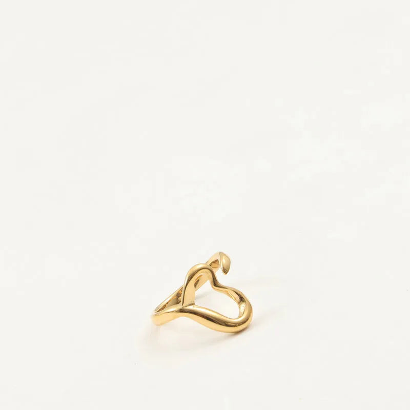 18K Gold Plated Hollow Heart Stainless Steel Ring