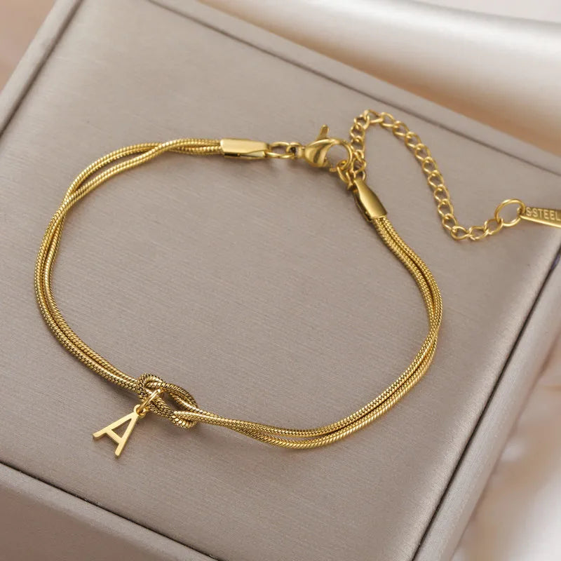 Double Layer Stainless Steel Letter Bracelet