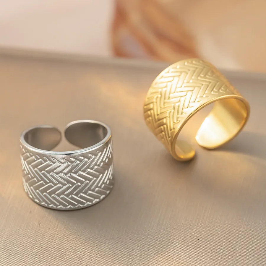 Retro Geometric Titanium Steel Ring