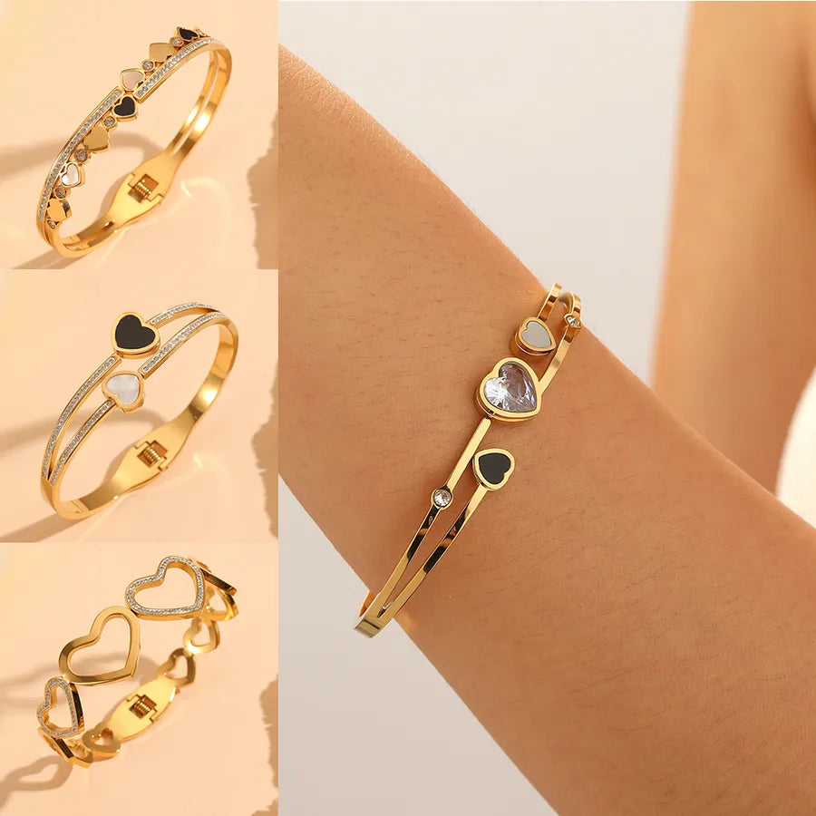 18K Gold Heart Bangle – Stainless Steel